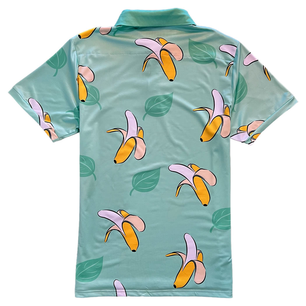 Banana Hawaiian Pattern Mens Golf Polo Shirt Back