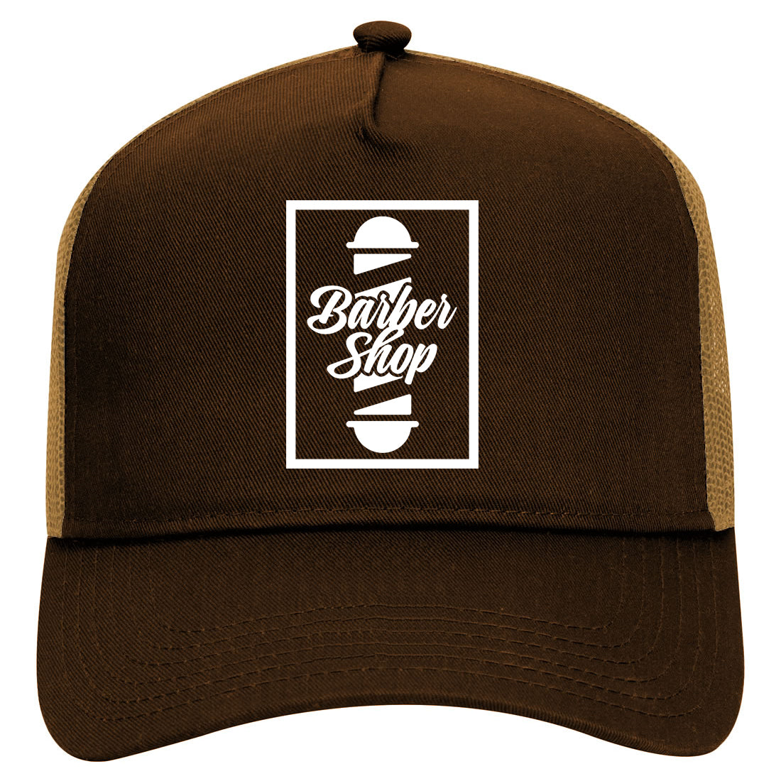 Barbershop Pole Mens Mesh Trucker Hat Brown