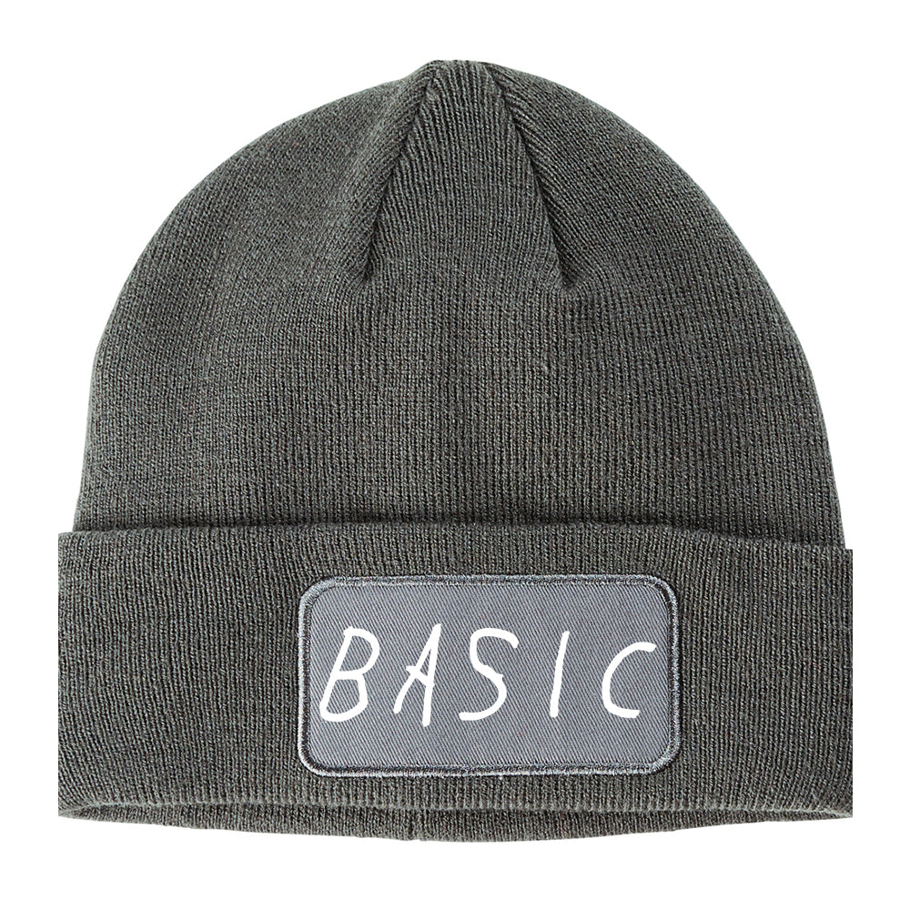 Basic Plain Winter Knit Adult Beanie Hat Grey