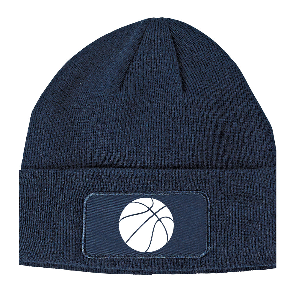 Basketball Logo Winter Knit Adult Beanie Hat Navy Blue