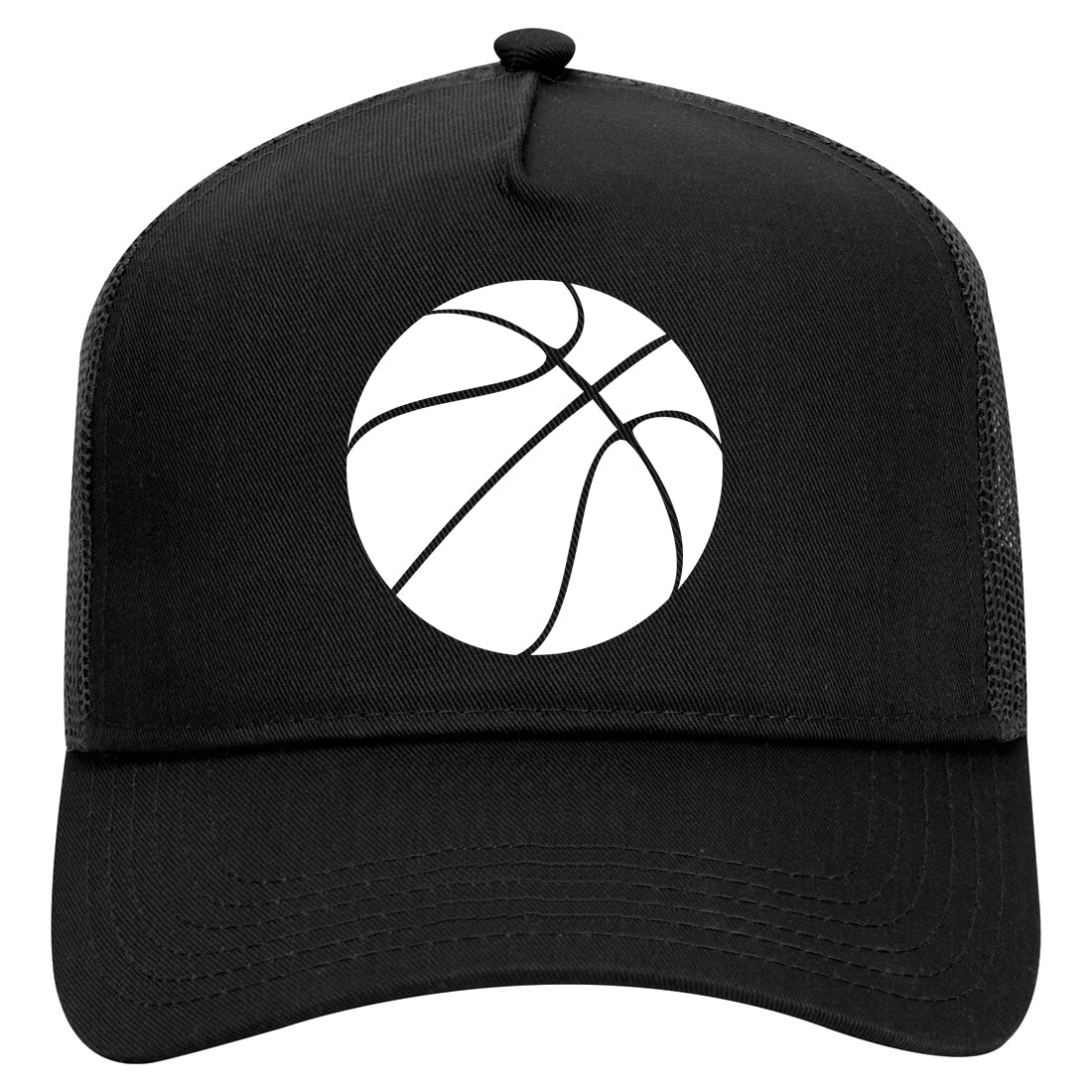 Basketball Logo Mens Mesh Trucker Hat Black