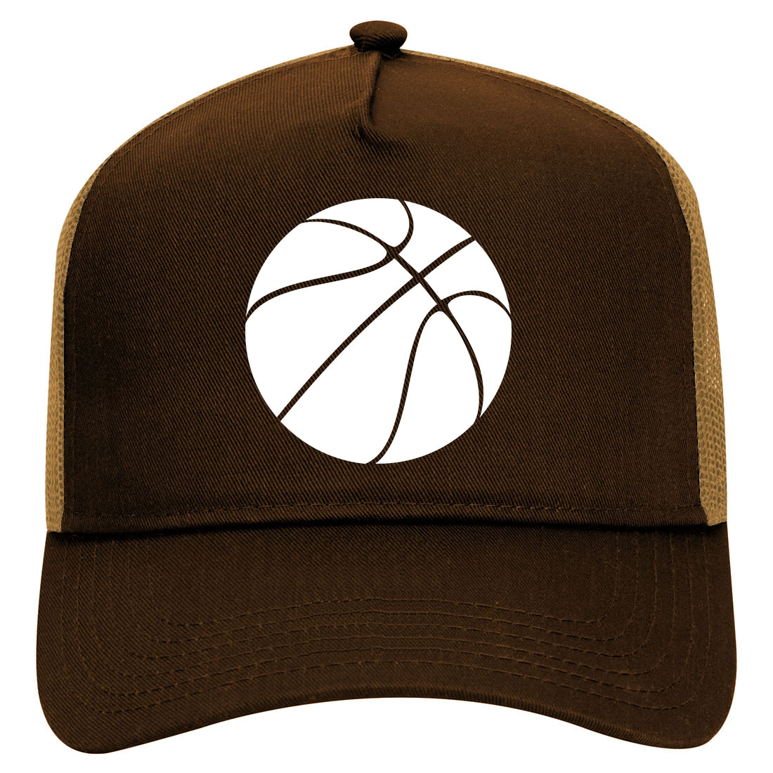 Basketball Logo Mens Mesh Trucker Hat Brown