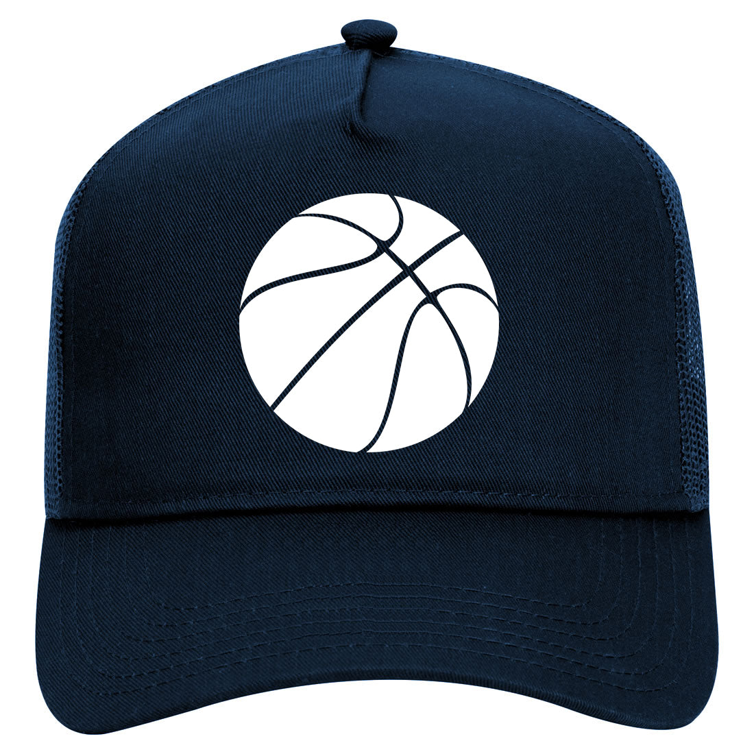Basketball Logo Mens Mesh Trucker Hat Navy Blue