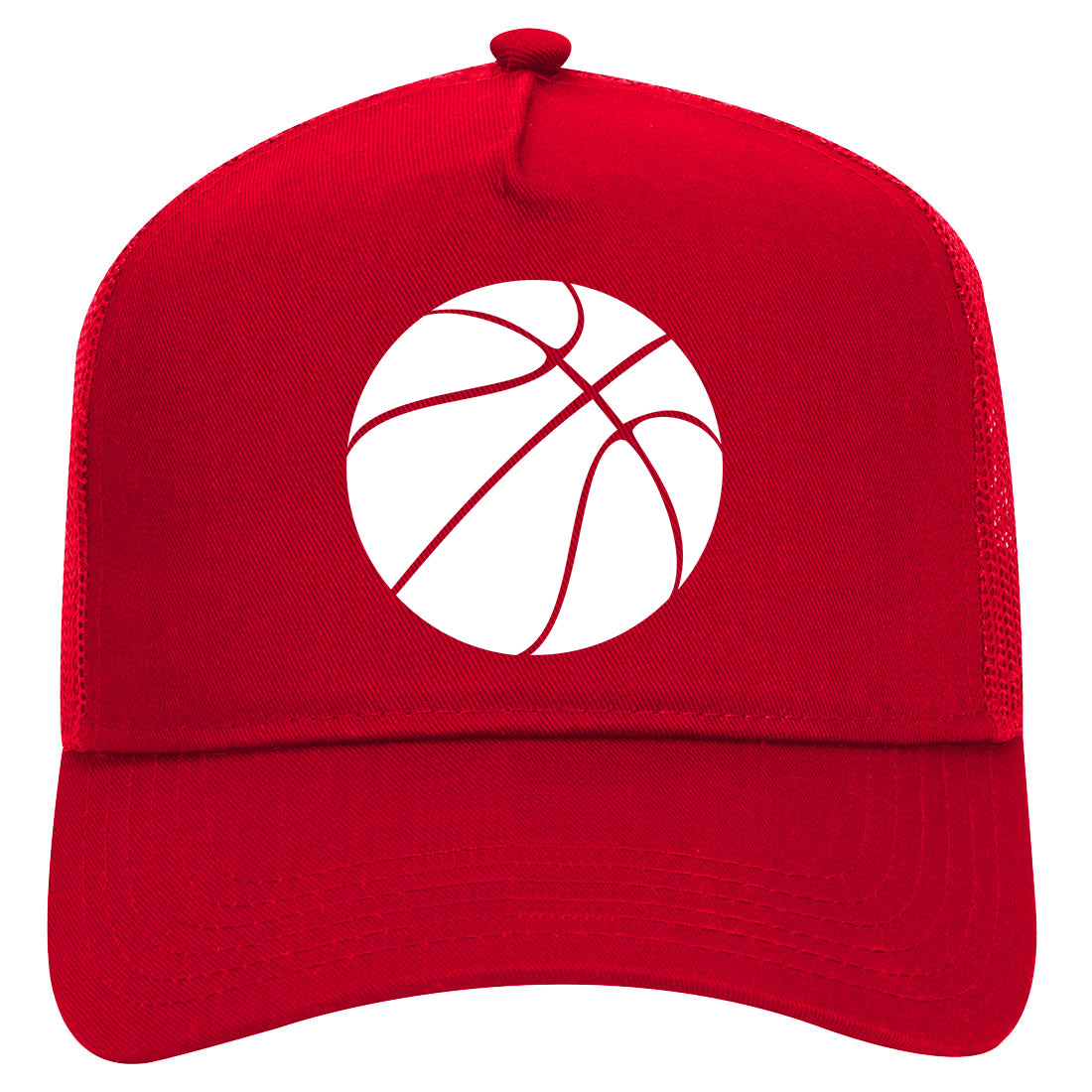 Basketball Logo Mens Mesh Trucker Hat Red