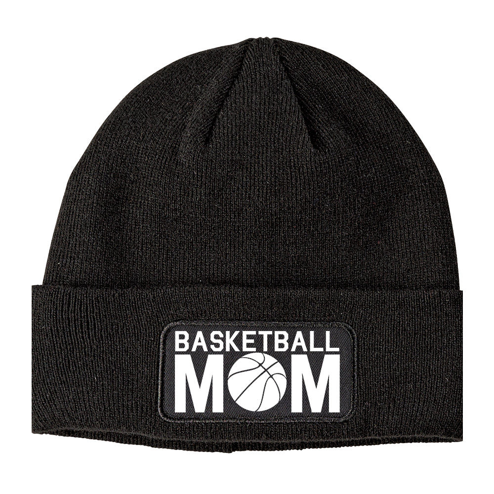 Basketball Mom Winter Knit Adult Beanie Hat Black
