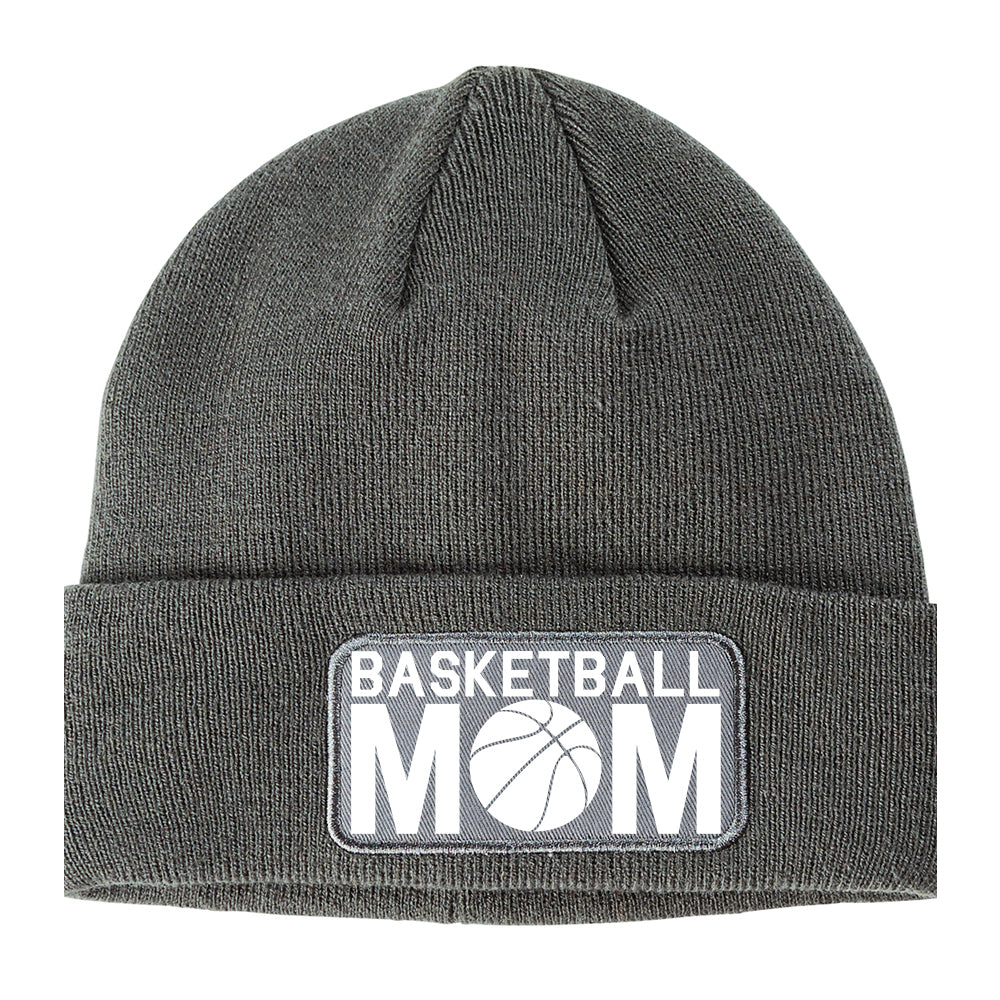 Basketball Mom Winter Knit Adult Beanie Hat Grey