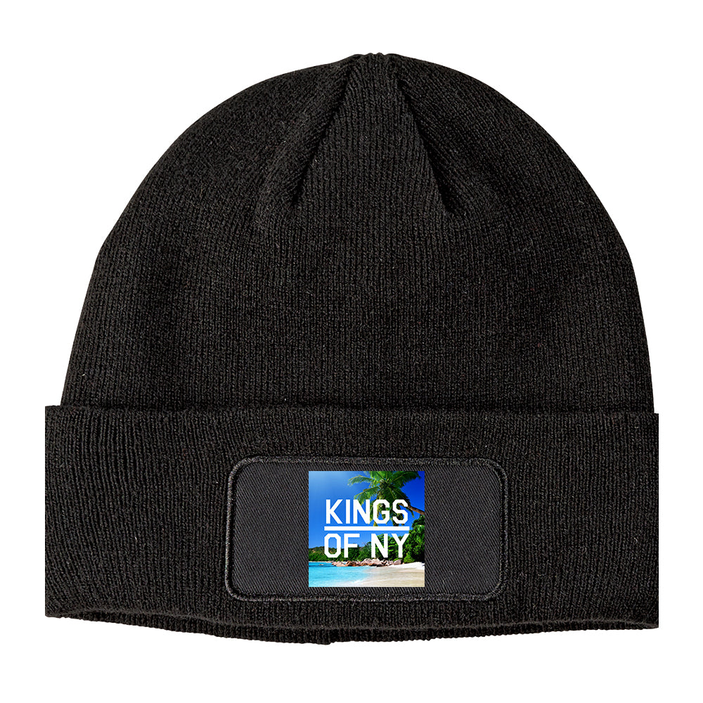 Beach Vacation Box Logo Winter Knit Adult Beanie Hat Black