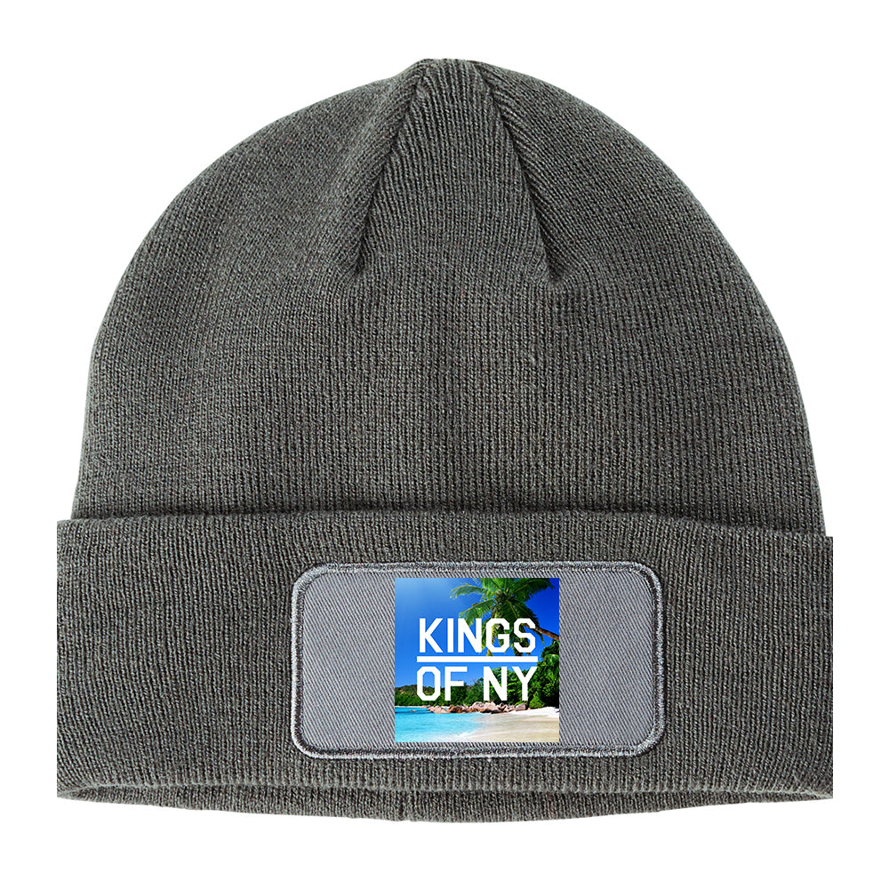 Beach Vacation Box Logo Winter Knit Adult Beanie Hat Grey