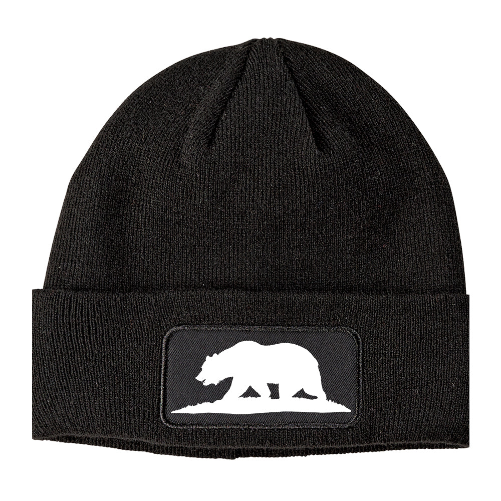 Bear Logo California Republic Winter Knit Adult Beanie Hat Black