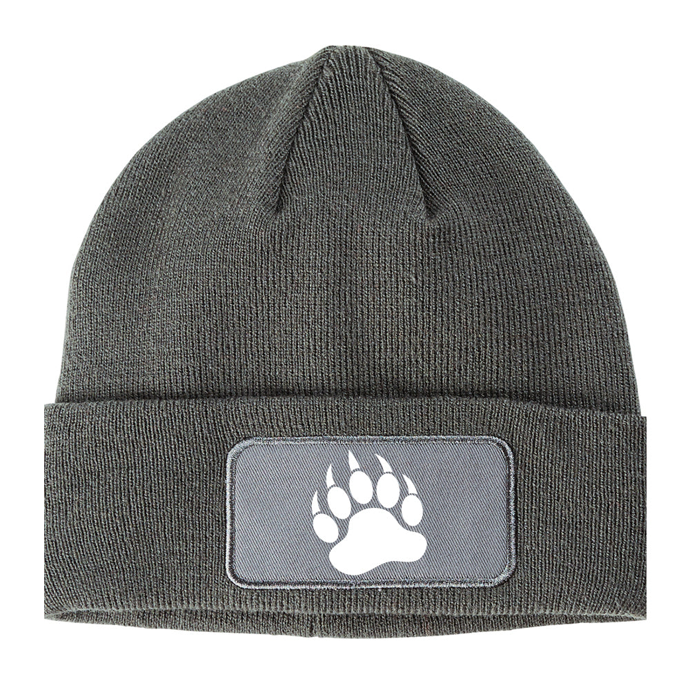 Bear Paws Winter Knit Adult Beanie Hat Grey