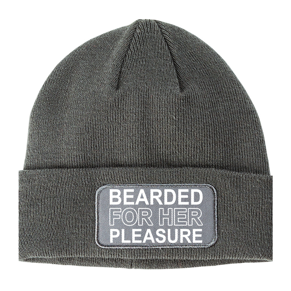 Bearded For Her Pleasure Beard Winter Knit Adult Beanie Hat Grey