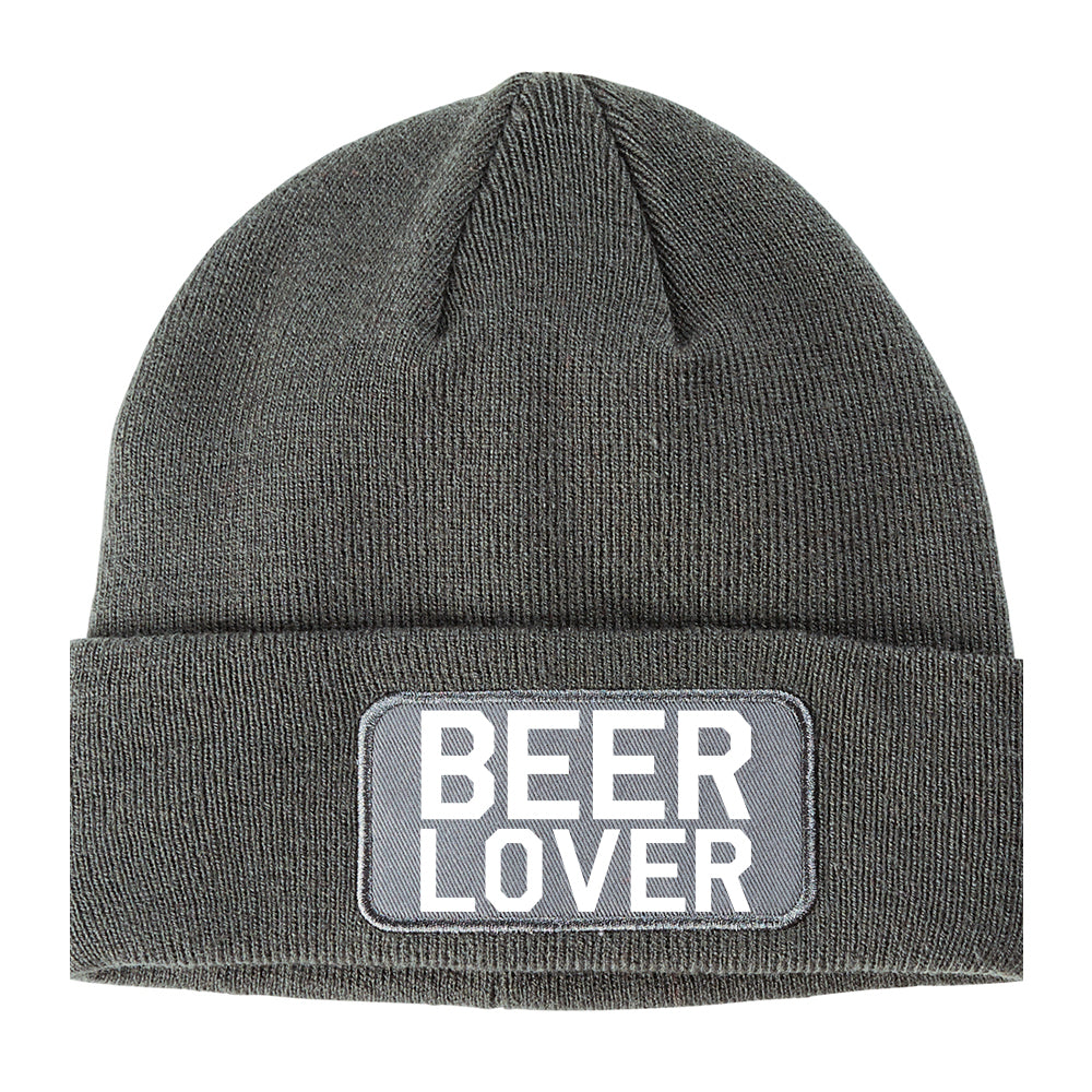 Beer Lover Drinking Winter Knit Adult Beanie Hat Grey