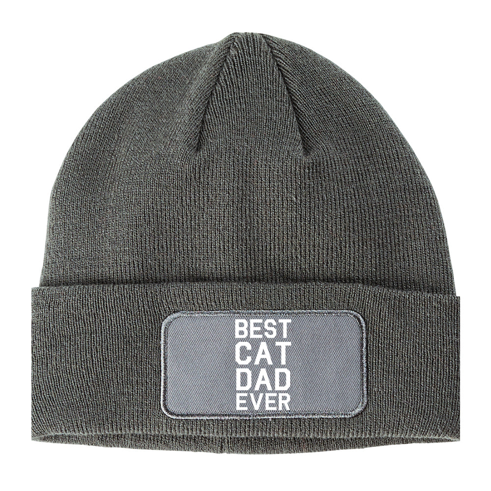 Best Cat Dad Ever Winter Knit Adult Beanie Hat Grey