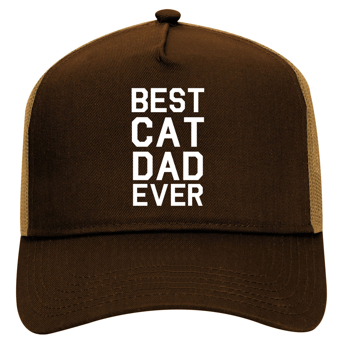 Best Cat Dad Ever Mens Mesh Trucker Hat Brown