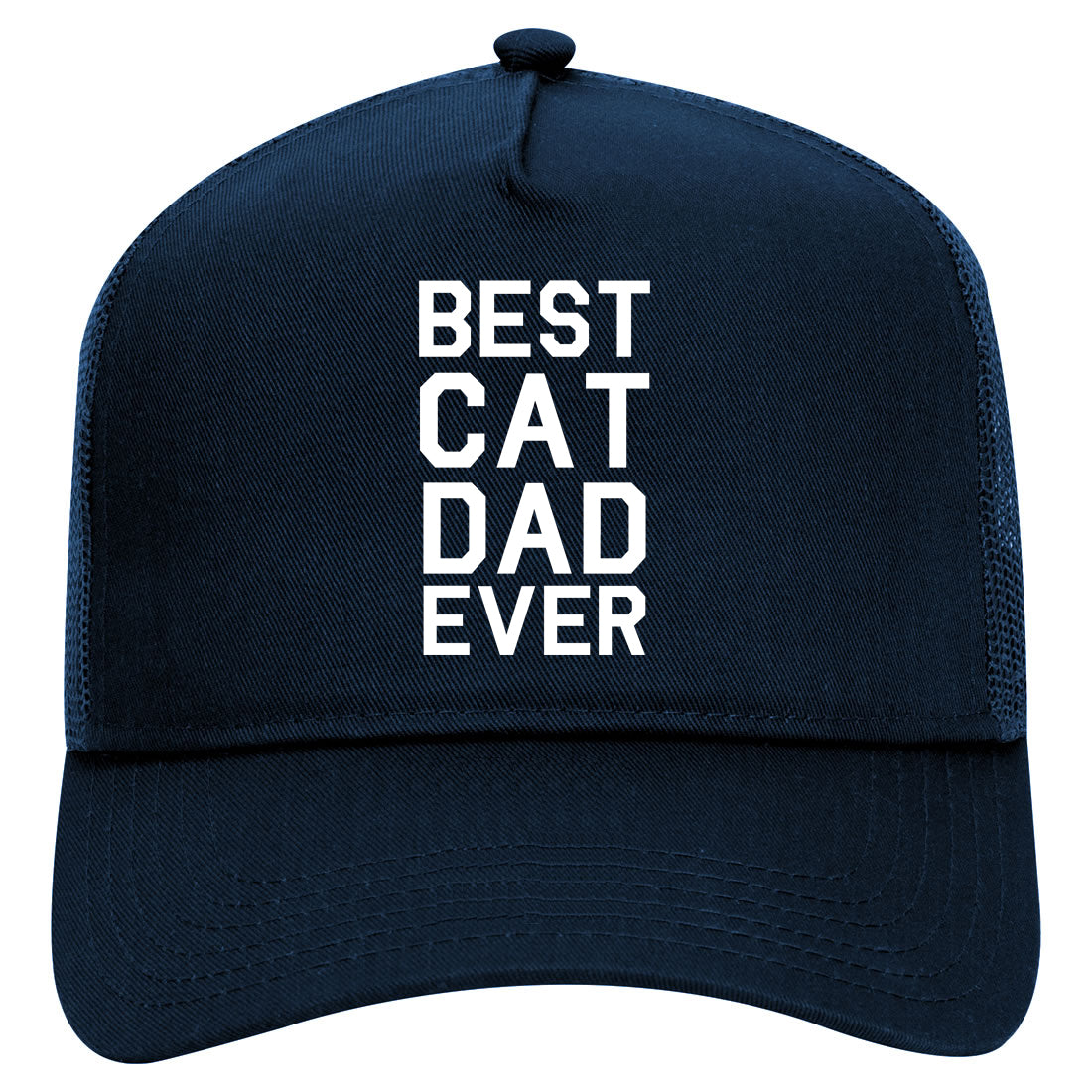 Best Cat Dad Ever Mens Mesh Trucker Hat Navy Blue
