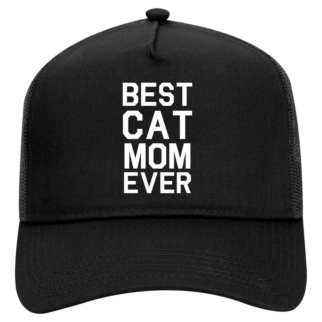Best Cat Mom Ever Mens Mesh Trucker Hat Black