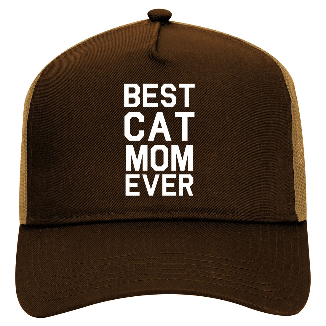Best Cat Mom Ever Mens Mesh Trucker Hat Brown