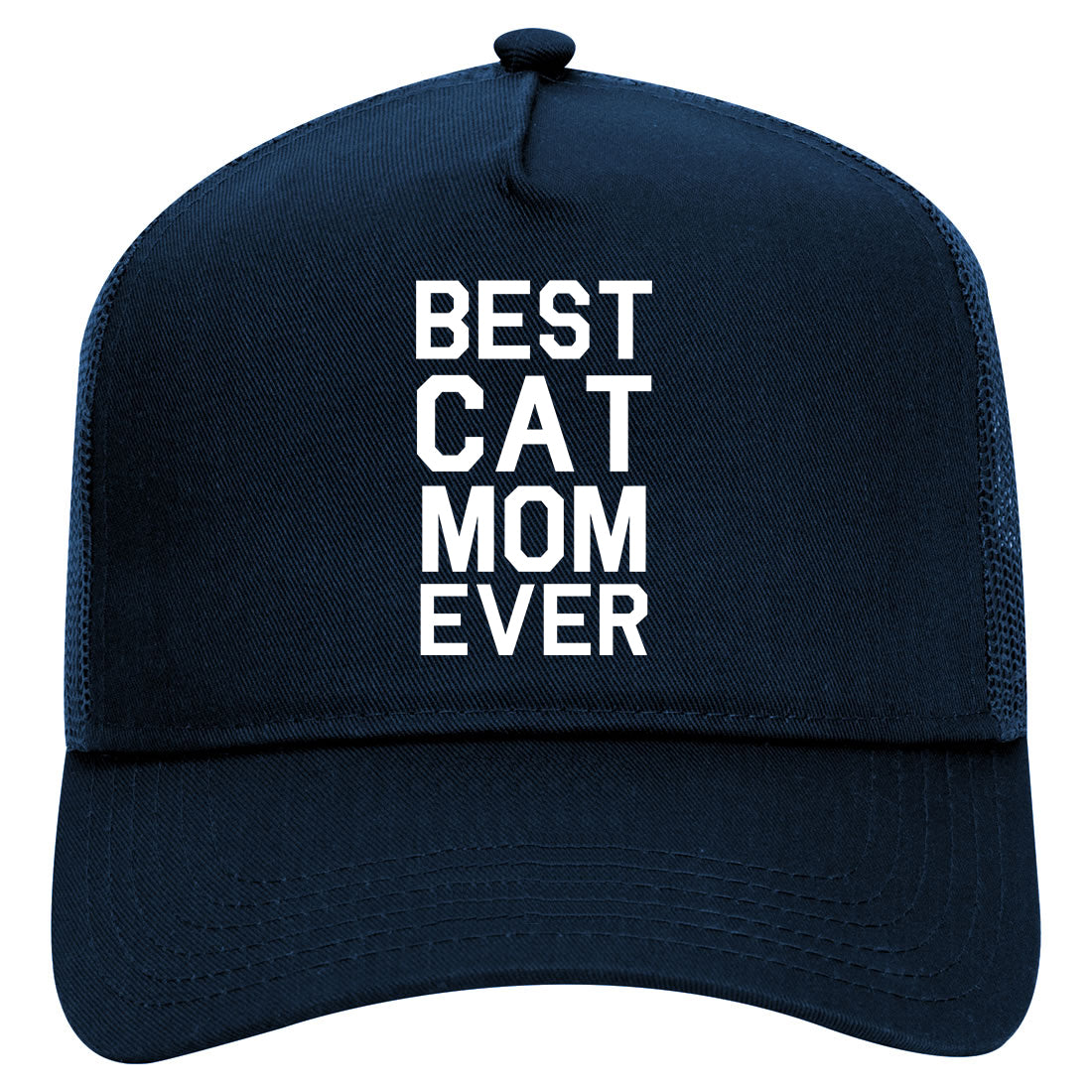 Best Cat Mom Ever Mens Mesh Trucker Hat Navy Blue