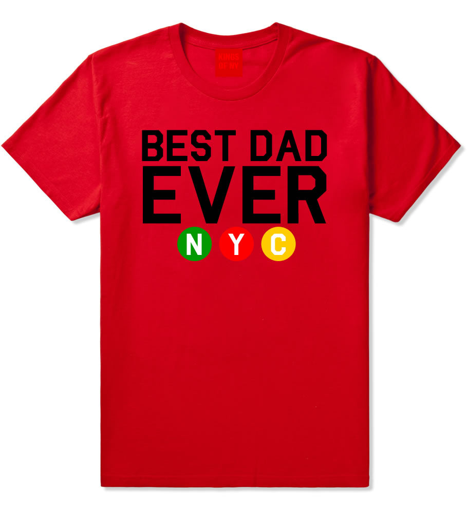 Red Best Dad Ever NYC Men's T-Shirt for Father's Day Gift