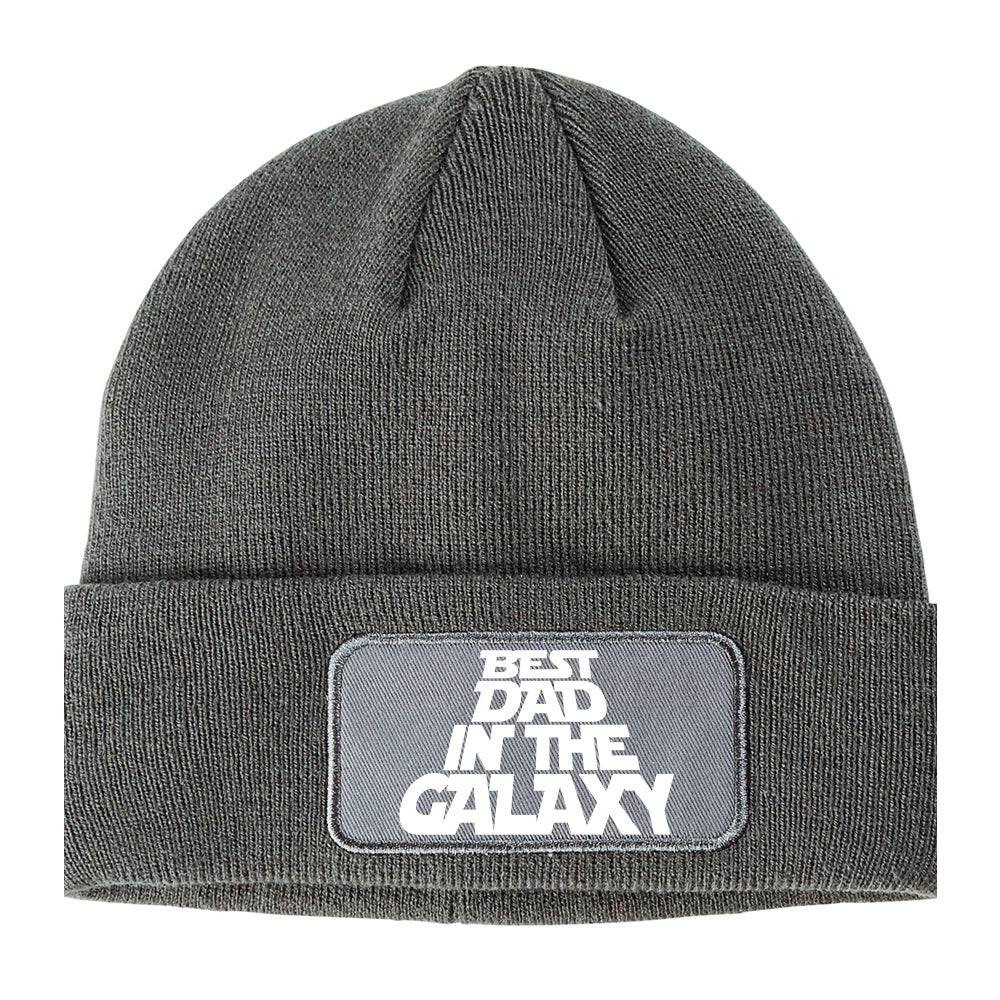 Best Dad In The Galaxy Winter Knit Adult Beanie Hat Grey