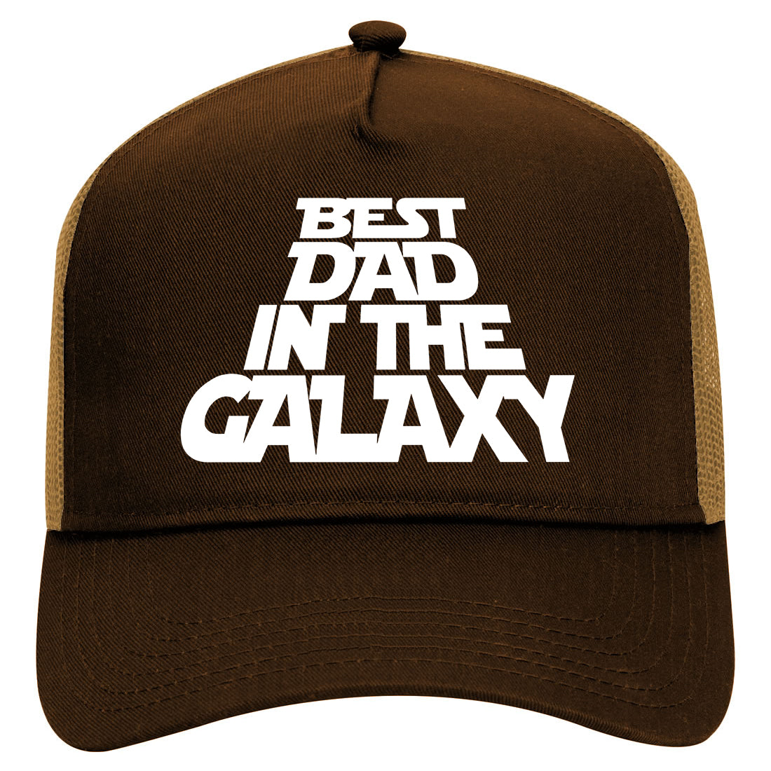 Best Dad In The Galaxy Mens Mesh Trucker Hat Brown