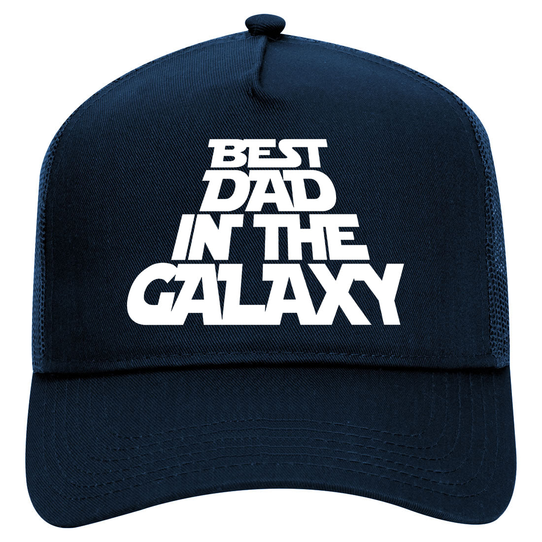 Best Dad In The Galaxy Mens Mesh Trucker Hat Navy Blue