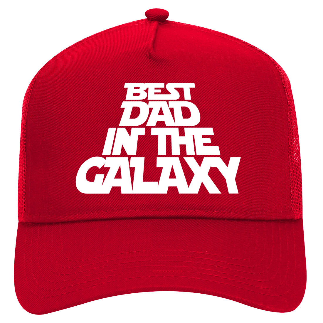 Best Dad In The Galaxy Mens Mesh Trucker Hat Red