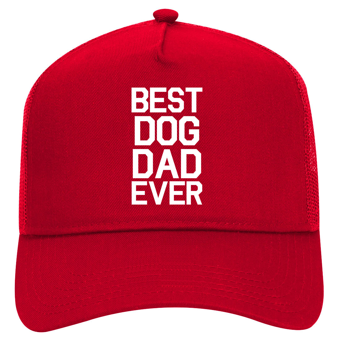 Best Dog Dad Ever Mens Mesh Trucker Hat Red