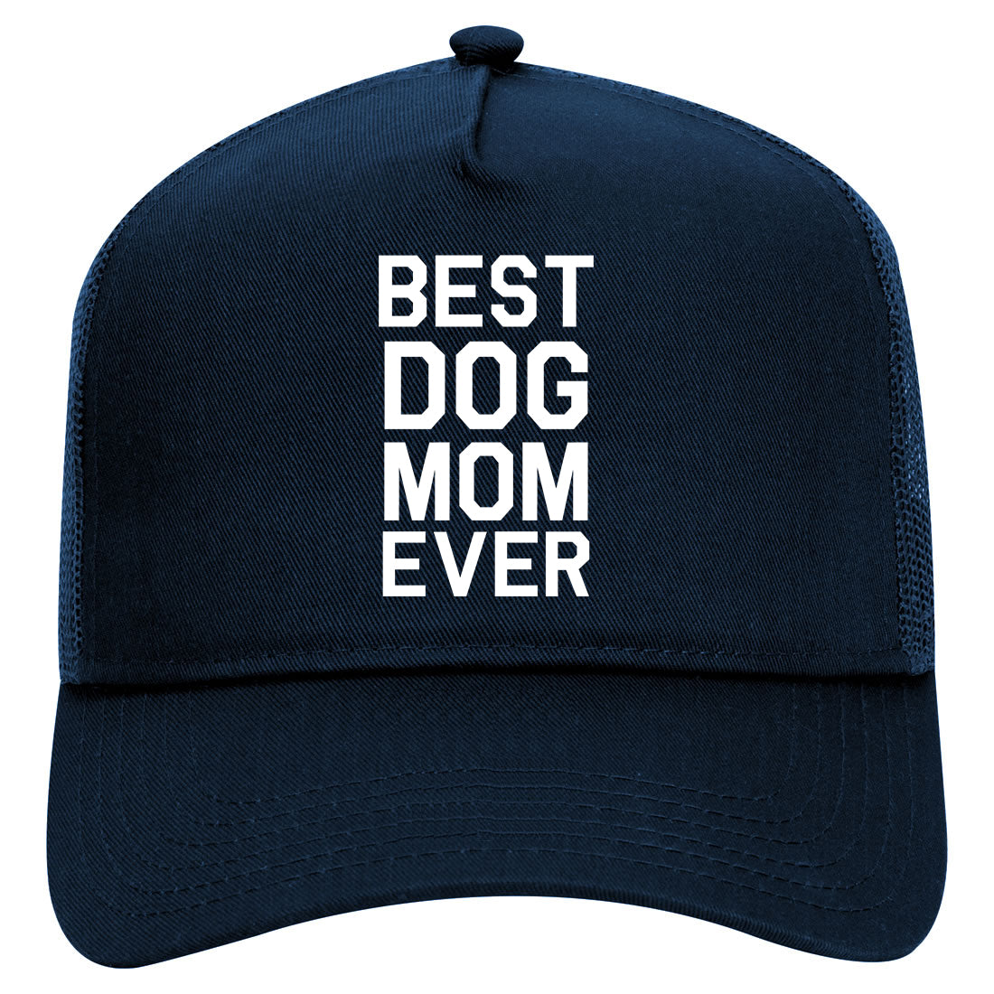 Best Dog Mom Ever Mens Mesh Trucker Hat Navy Blue