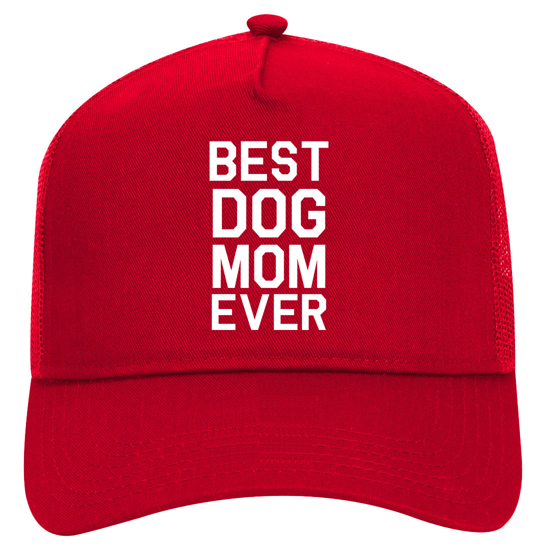 Best Dog Mom Ever Mens Mesh Trucker Hat Red