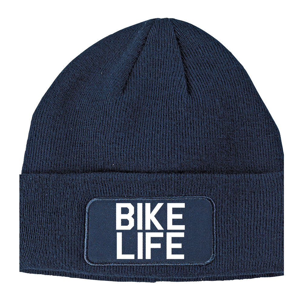 Bike Life Winter Knit Adult Beanie Hat Navy Blue