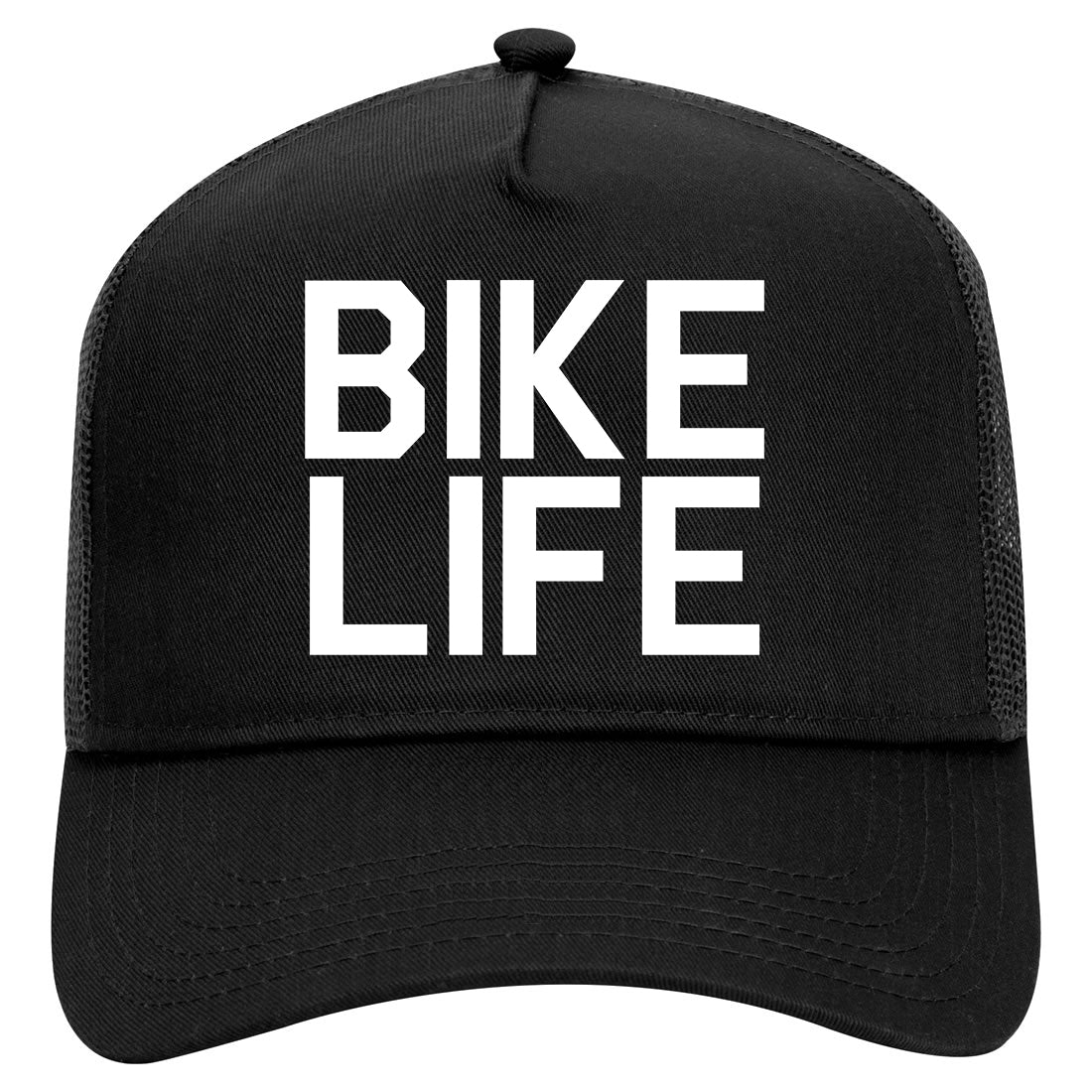 Bike Life Mens Mesh Trucker Hat Black