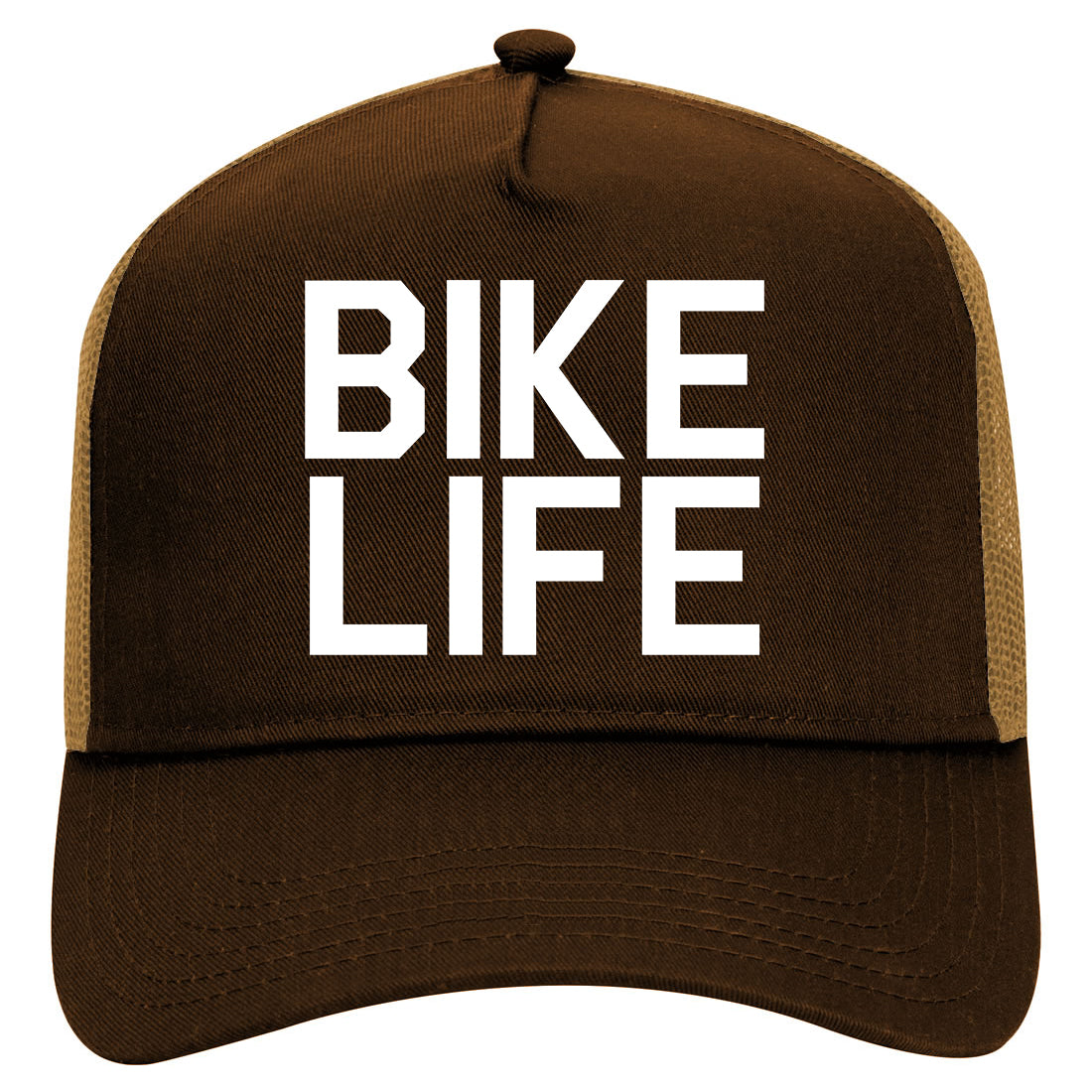 Bike Life Mens Mesh Trucker Hat Brown