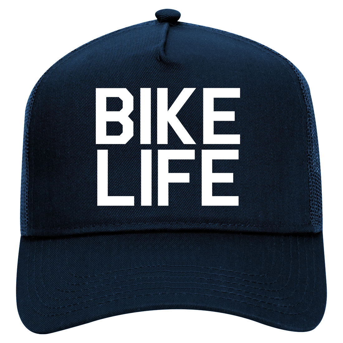 Bike Life Mens Mesh Trucker Hat Navy Blue