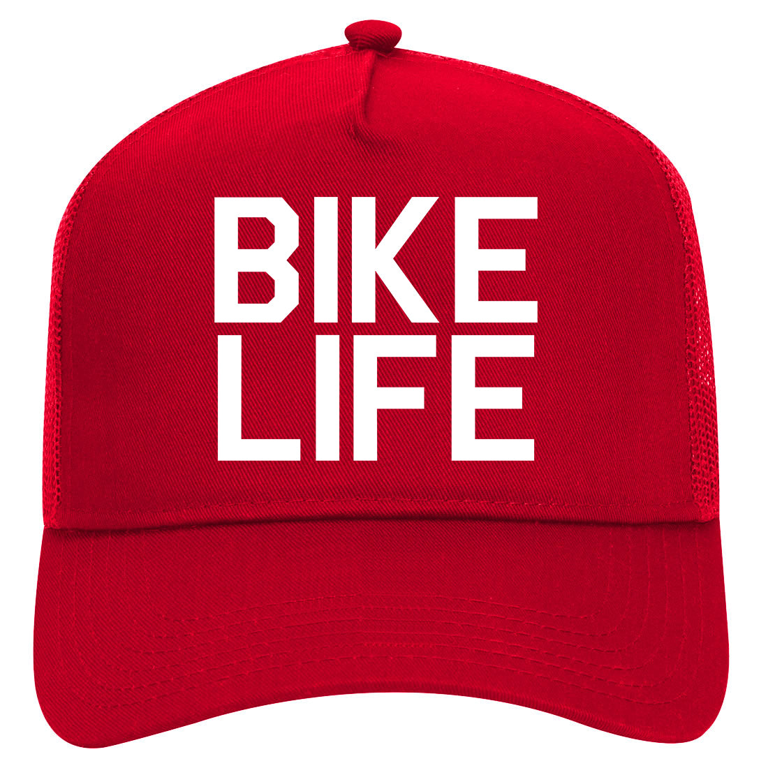 Bike Life Mens Mesh Trucker Hat Red