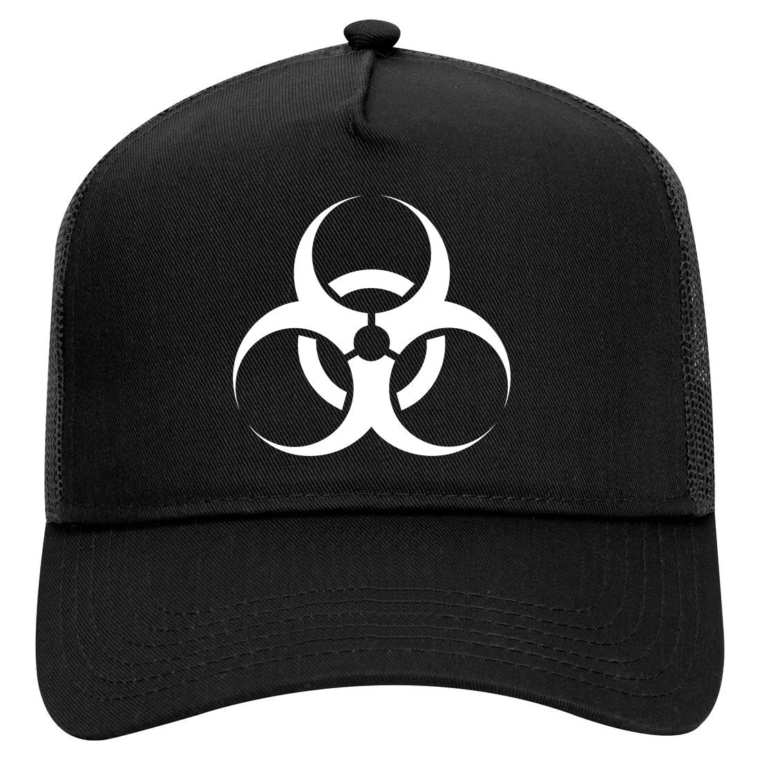 Biohazard Symbol Mens Mesh Trucker Hat Black