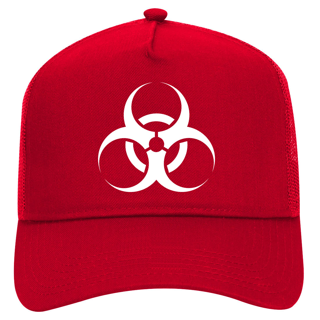 Biohazard Symbol Mens Mesh Trucker Hat Red