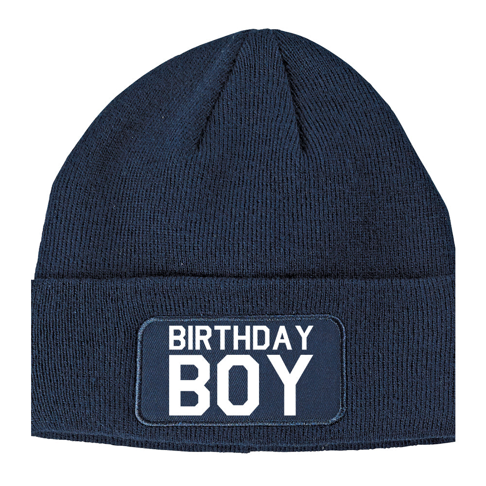 Birthday Boy Winter Knit Adult Beanie Hat Navy Blue