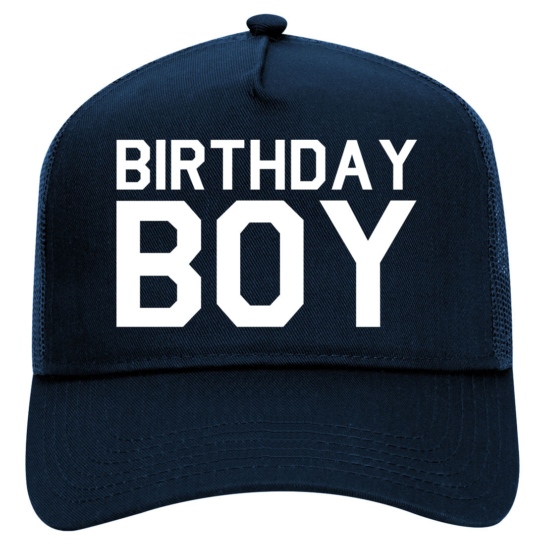 Birthday Boy Mens Mesh Trucker Hat Navy Blue