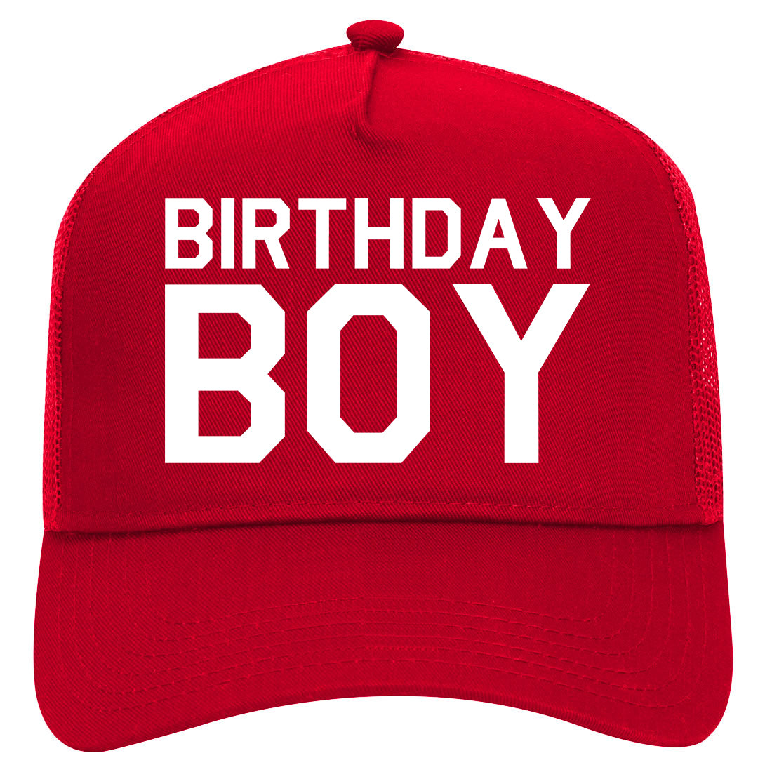 Birthday Boy Mens Mesh Trucker Hat Red