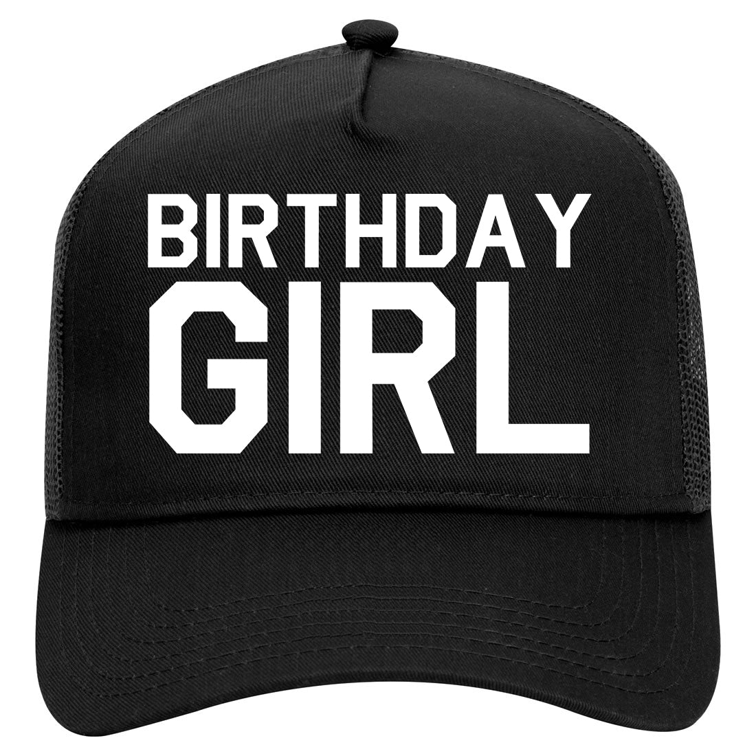 Birthday Girl Mens Mesh Trucker Hat Black