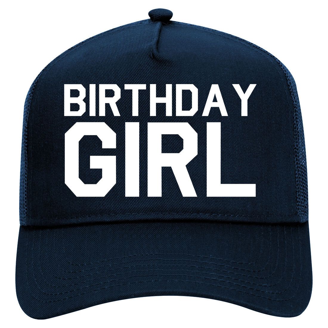 Birthday Girl Mens Mesh Trucker Hat Navy Blue