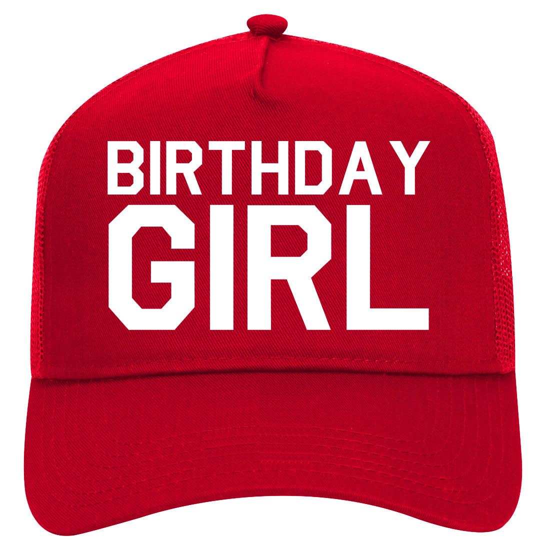 Birthday Girl Mens Mesh Trucker Hat Red