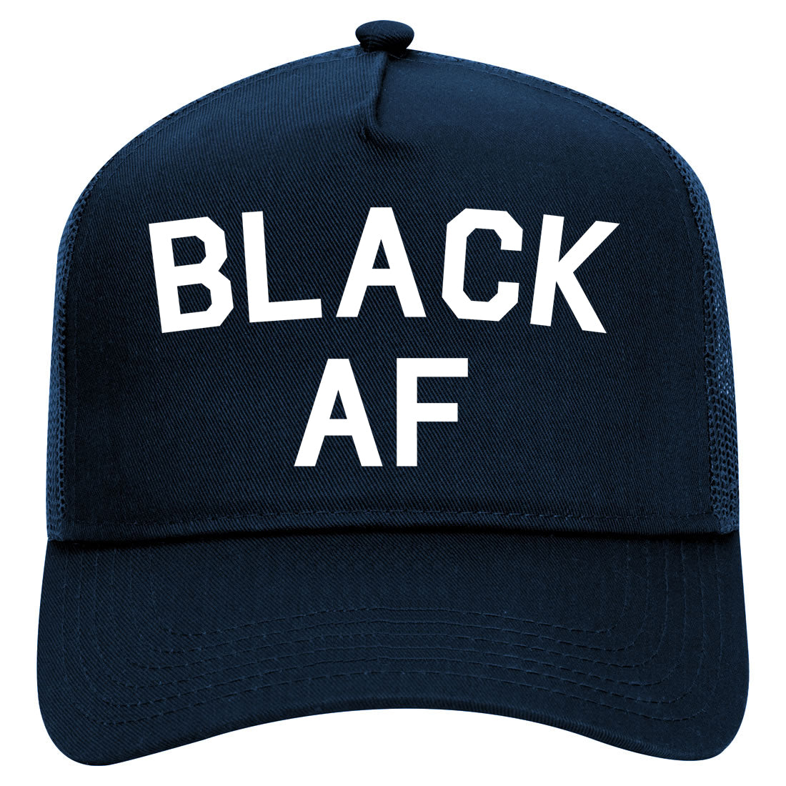 Black AF Mens Mesh Trucker Hat Navy Blue