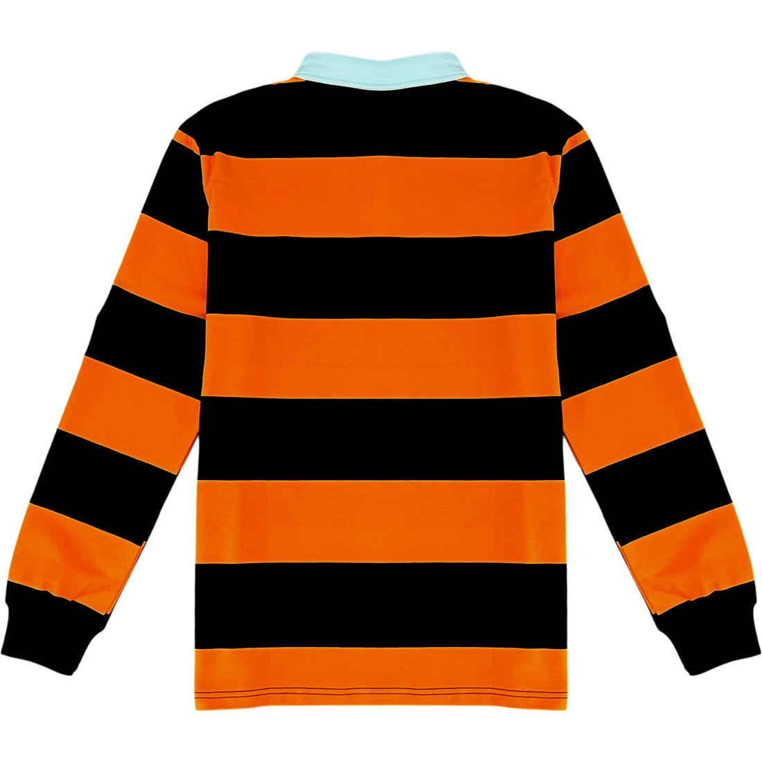 Black and Orange Comfortable Stretch Striped Men's Rugby Shirt Back