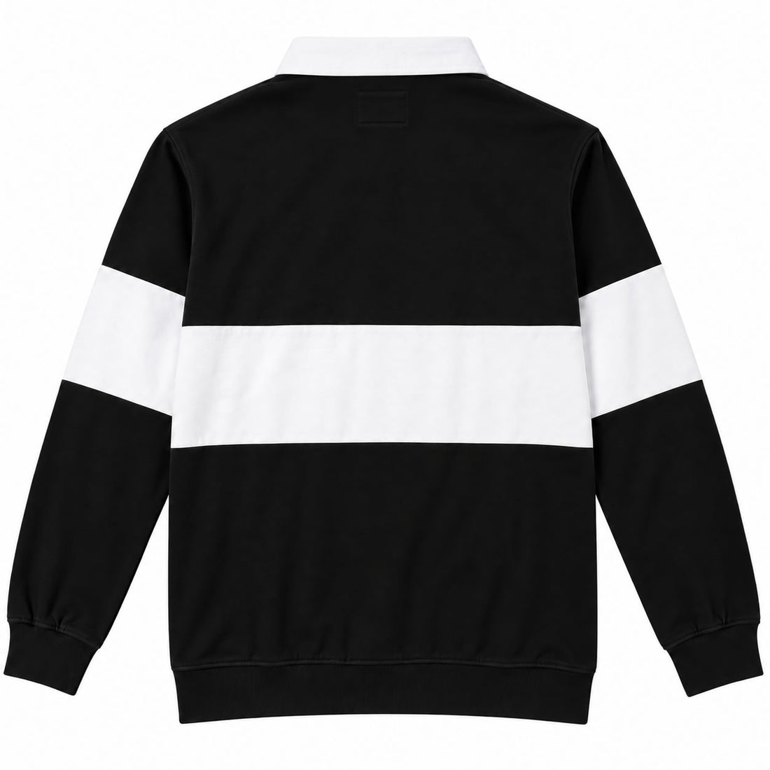 Black And White Striped Men’s Rugby Pullover Shirt Back