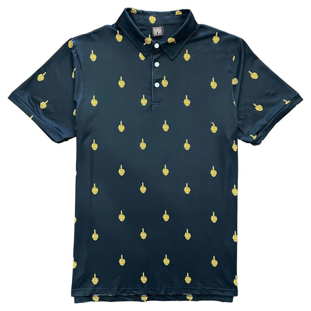 Black Middle Finger Men's Short Sleeve Polo Golf Shirt