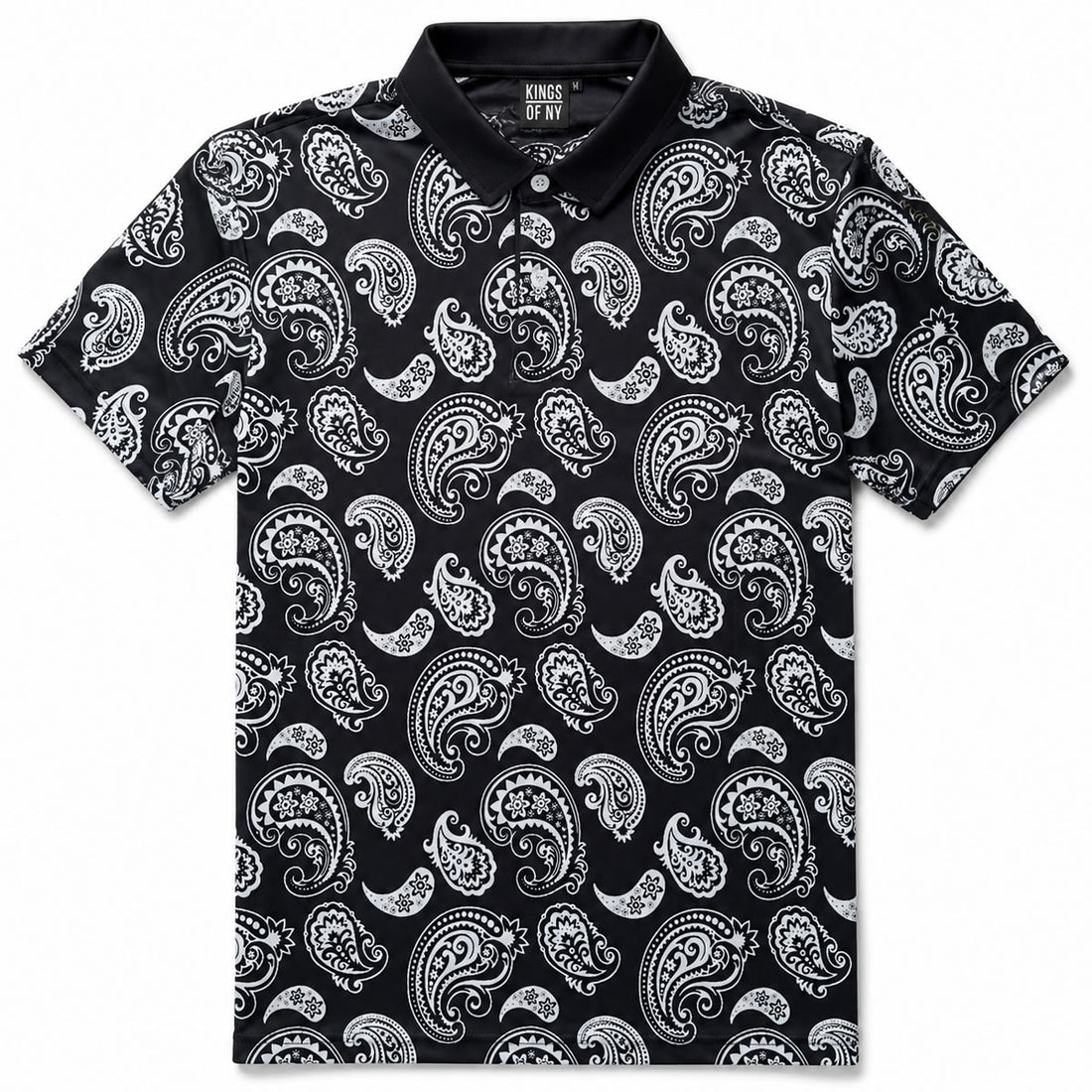 Black Paisley Print Men's Golf Polo Shirt