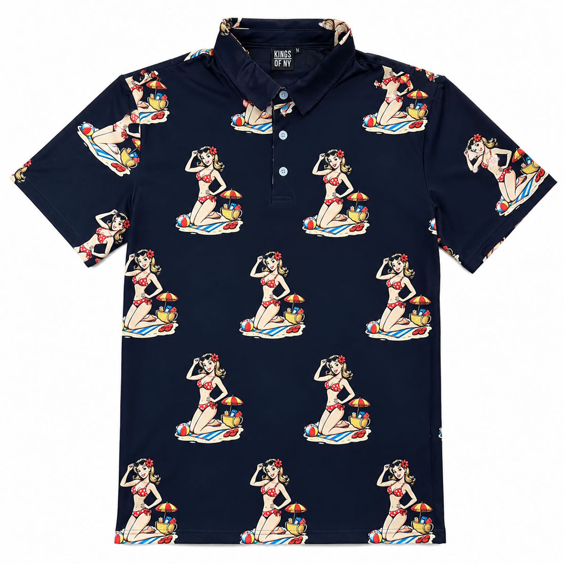 Black Pin Up Girl Beach Men's Golf Polo Shirt