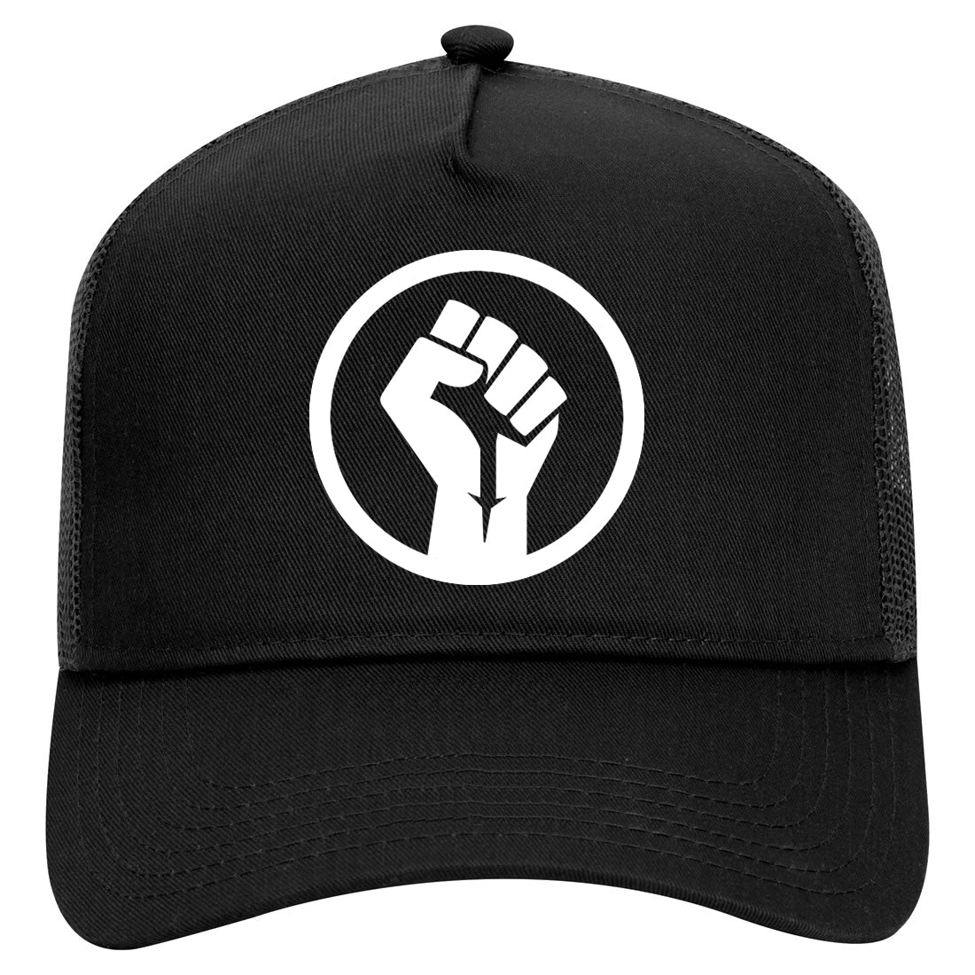 Black Power Fist Mens Mesh Trucker Hat Black